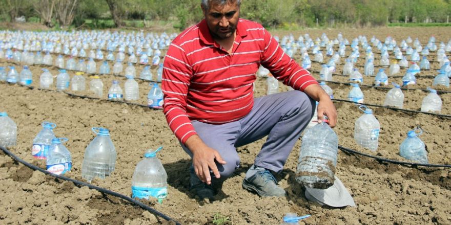 Hurdacıdan aldığı 3 bin pet şişeyle sera yaptı