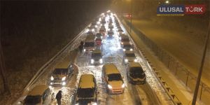 Bursa-Mudanya yolu kar yağışına teslim