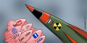 Rusya'ya avrupanın uygulanan yaptırımları ti'ye alan karikatür